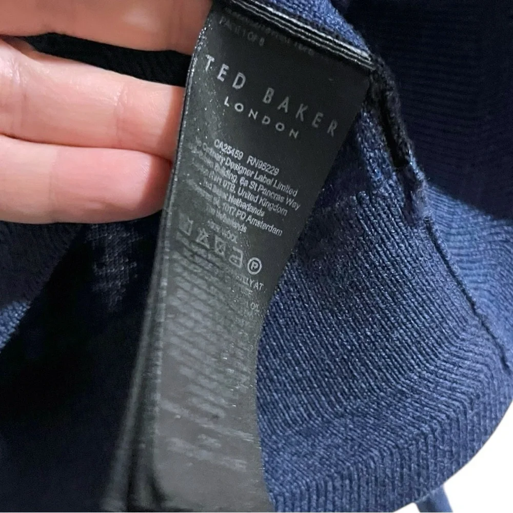 Ted Baker Mens Cardiff 100% Wool Crew Neck Sweater Navy Blue